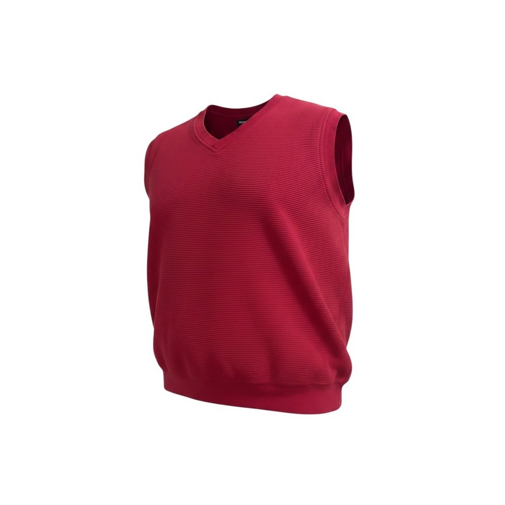 Bolle Golf Sweater Vest Large Red V-Neck Ribbed Cotton Blend Sleeveless Pullover